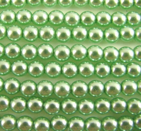 4mm Czech Round Glass Pearl Strand of 55 - 70464 - Mint