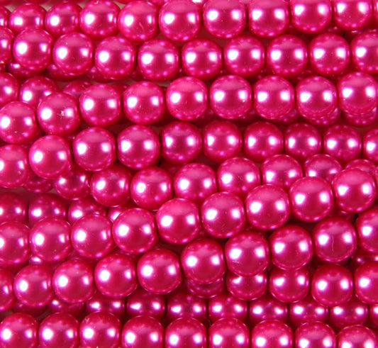 4mm Czech Round Glass Pearl Strand of 55 – 70496 – Fuchsia