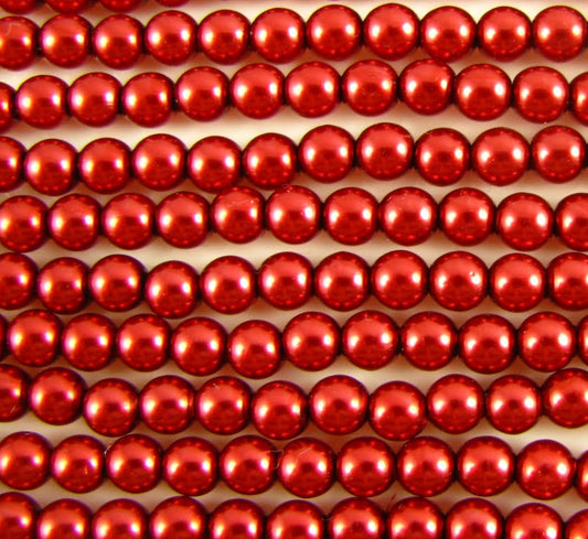 6mm Czech Round Glass Pearl - Bag of 50 – 70498 – Red