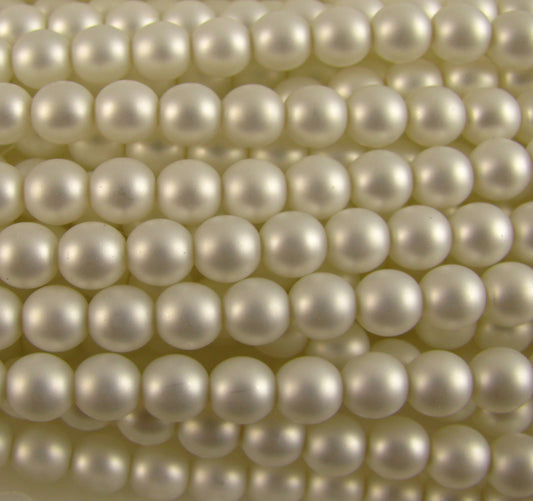 8mm Czech Round Glass Pearl Strand of 25 – 70502 – Frosted White