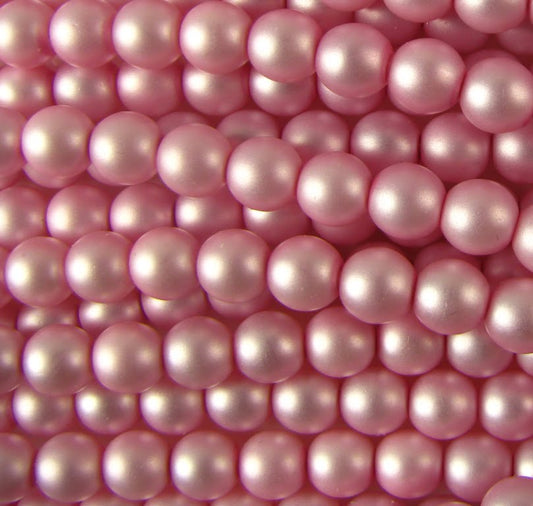 4mm Czech Round Glass Pearl - Bag of 100 – 70527 – Frosted Ballerina
