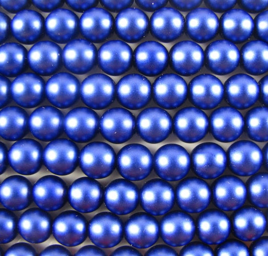 4mm Czech Round Glass Pearl - Bag of 100 – 70538 – Frosted Royal