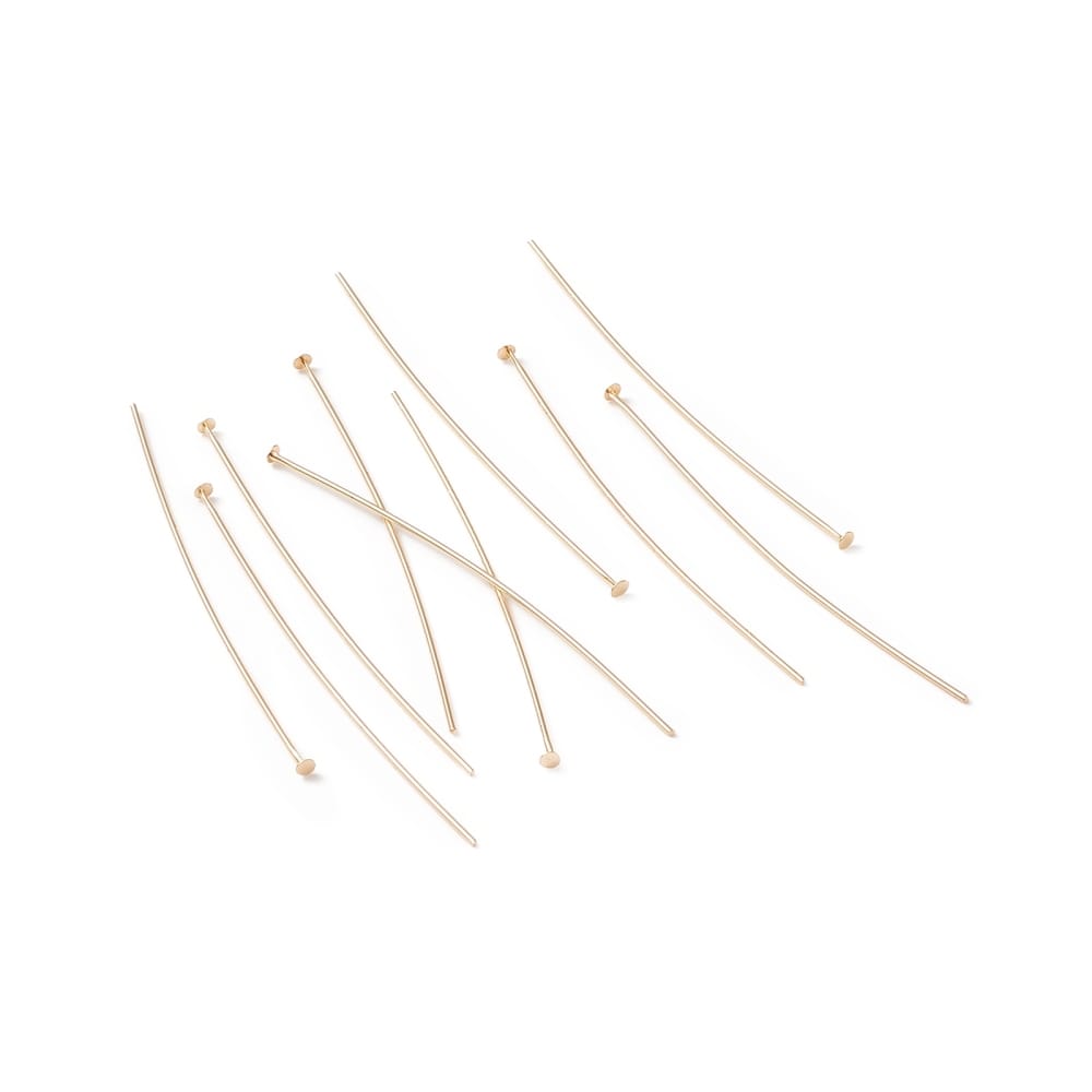 50mm (2 Inch) 14k Gold Plated Headpins - Pack of 50