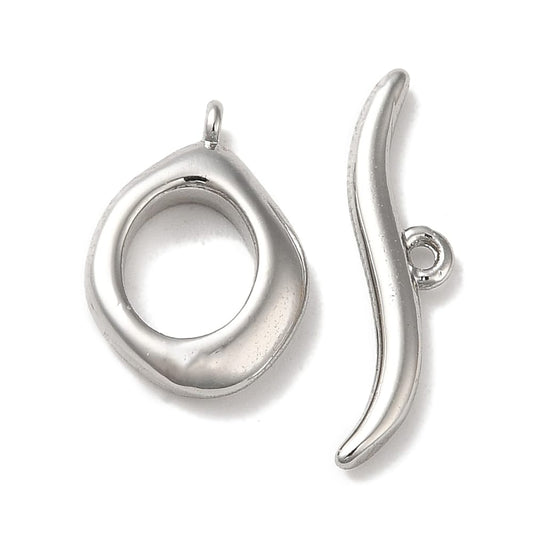 Silver Asymetric Oval Toggle 13x10mm