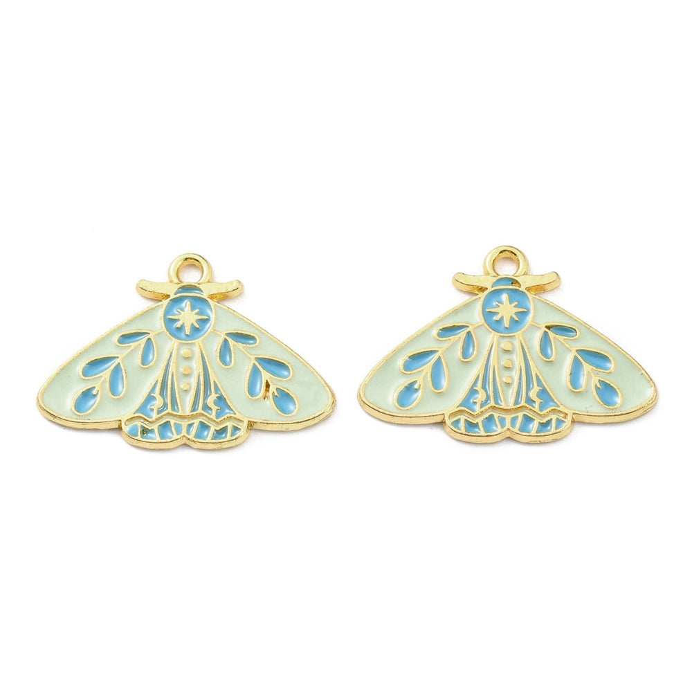 Gold Plated Enamel Moth Charm - 20x28mm - Pack of 2