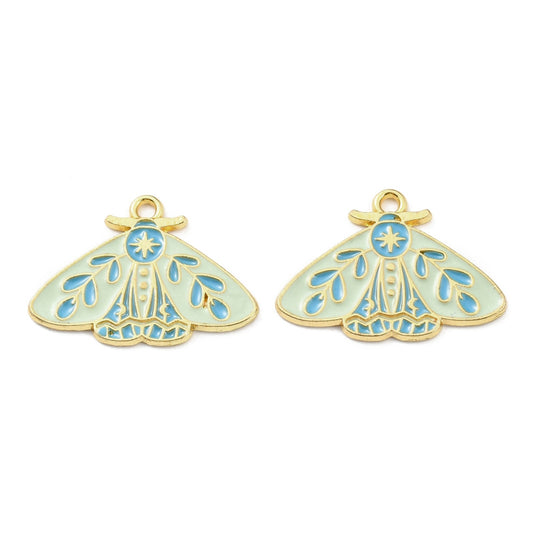 Gold Plated Enamel Moth Charm - 20x28mm - Pack of 2