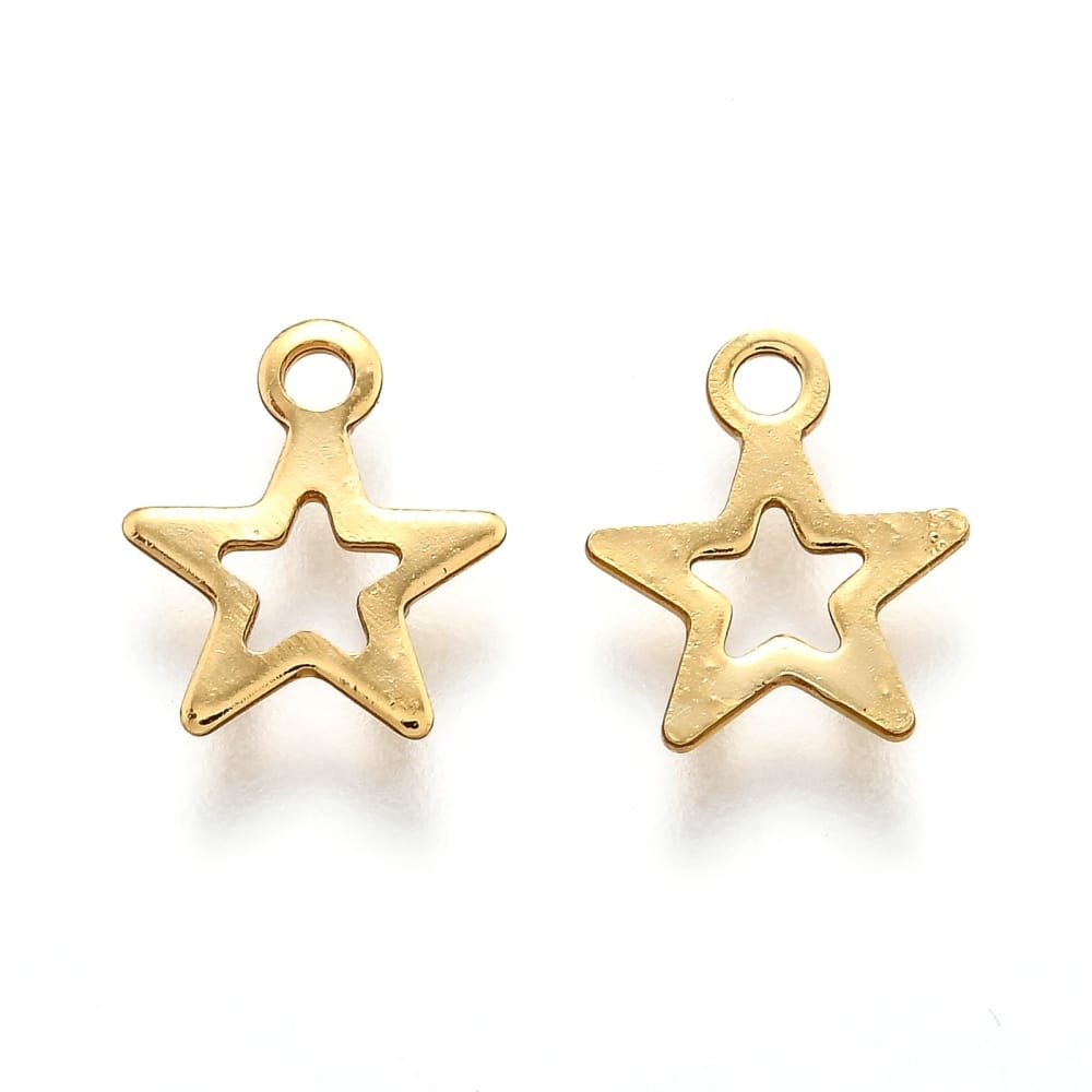 18k Gold Plated Mini Star Charm 9mm – Pack of 10
