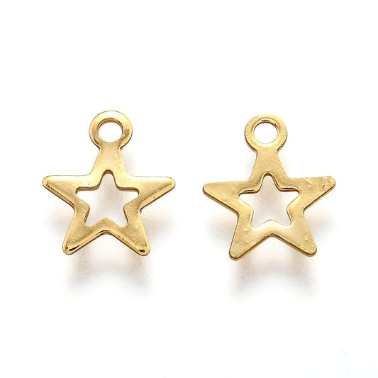 18k Gold Plated Mini Star Charm 9mm – Pack of 10