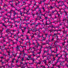 11/0 Toho Seed Beads - 10g Bag – Luminous – Light Sapphire/Neon Pink Lined - Colour 980