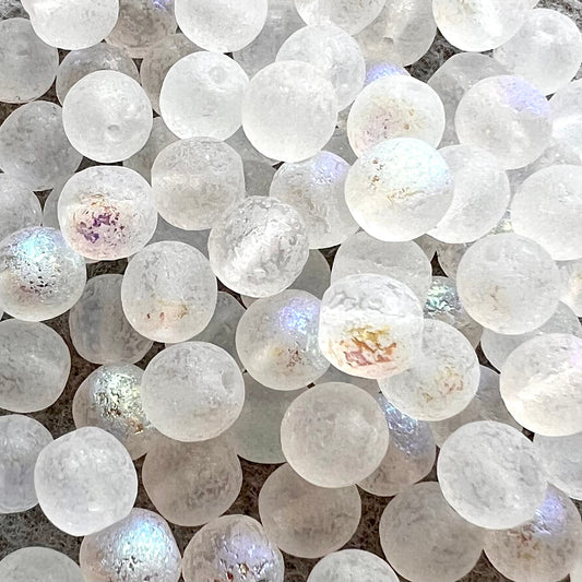 Jablonex Recycled - 7mm Bubble Bead - Etched Crystal AB - Pack of 25
