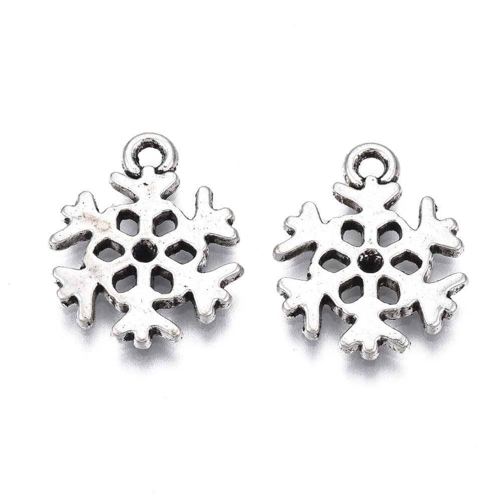 Silver Plated Small Snowflake Charm 13mm - Pack of 10