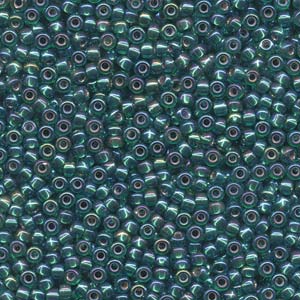 8/0 Miyuki Seed Beads - 25g Bag – Silver Lined Emerald AB – Colour 1017