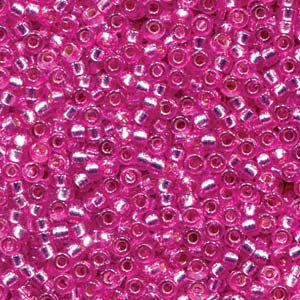 15/0 Miyuki Seed Beads - 5g Bag - Duracoat Silver Lined Dyed Frost Pink - Colour 4267