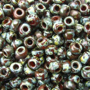 8/0 Miyuki Seed Beads - 25g Bag – Picasso Red Brown Trans - Colour 4503