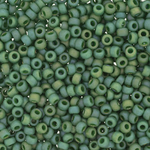 15/0 Miyuki Seed Beads - 5g Bag – Frosted Opaque Glaze Rainbow Green - Colour 4699