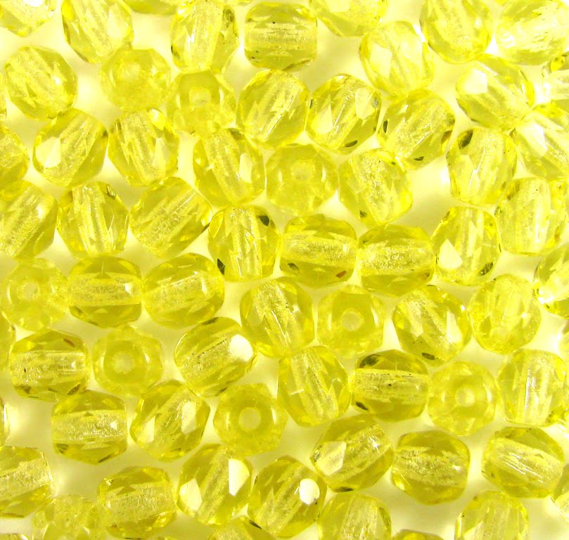 4mm Czech Fire-Polish – 80120 – Jonquil Yellow x 100