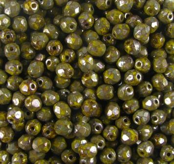 4mm Czech Fire Polish – 83120/43400 – Picasso Yellow x 100