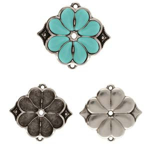 Apokrousi PaisleyDuo Connector Setting - Antique Silver - Pack of 1