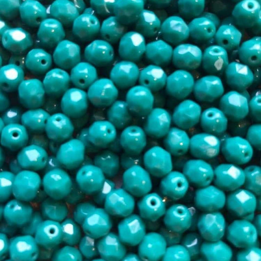 6mm Czech Fire Polish – 63140 – Opaque Turquoise x 100