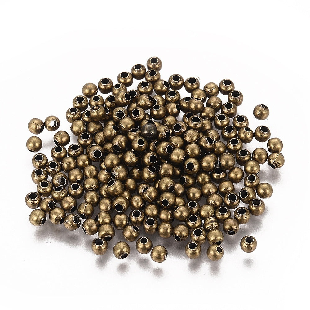 3mm Antique Brass Beads - Bag of 50