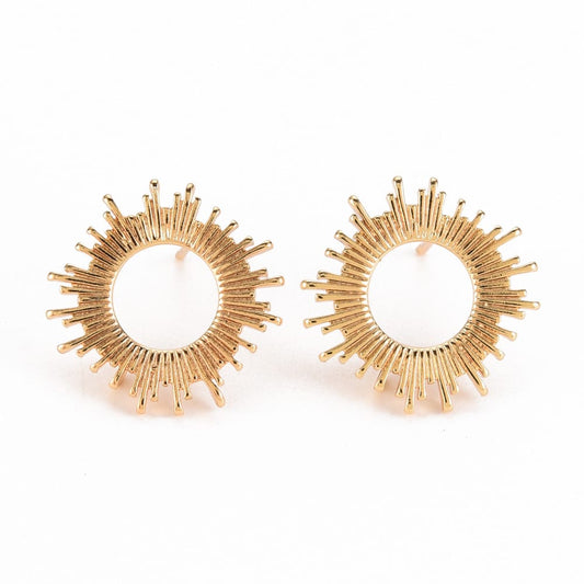 18k Gold Plated Sunburst Earring Findings - Priced Per Pair