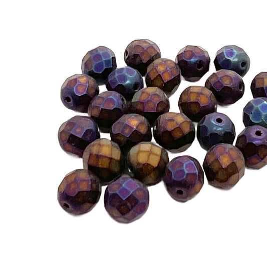 8mm Czech Fire-Polish – 23980-84100-21435 – Matte Jet Red Iris x 25