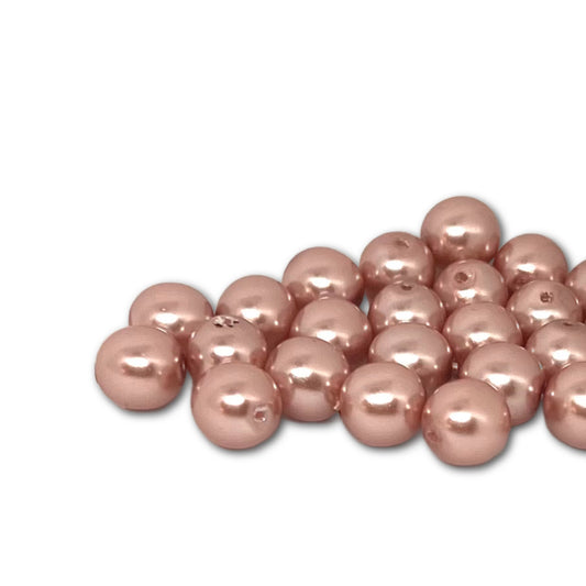 8mm Czech Round Glass Pearl Pack of 25 – 70427 – Antique Pink