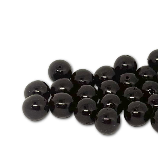 8mm Czech Round Glass Pearl Pack of 25 – 70409 – Black