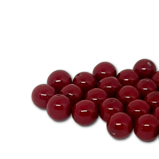 8mm Czech Round Glass Pearl Pack of 25 – 48265 – Cranberry