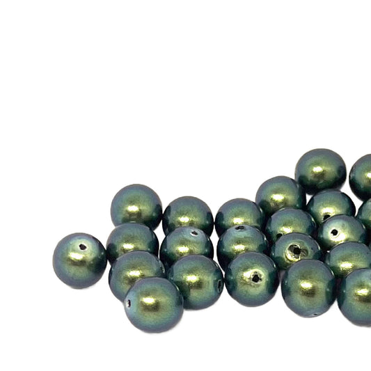 8mm Czech Round Glass Pearl Pack of 25 – 30010 – Dark Teal
