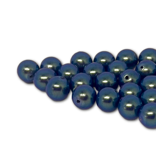 8mm Czech Round Glass Pearl Strand of 25 – 30018 – Dusk Blue