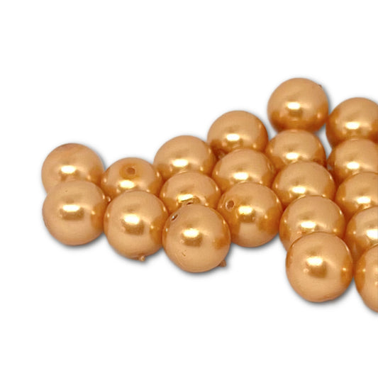 8mm Czech Round Glass Pearl Strand Bag of 25 – 70486 – Gold