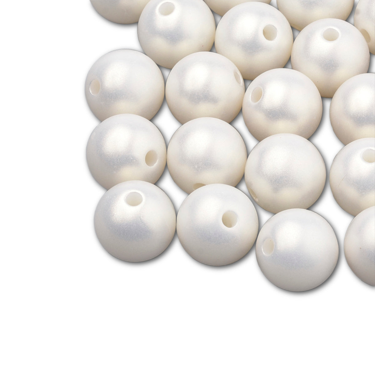 8mm Acrylic Shimmer Pearl Beads - Pack of 50 - White
