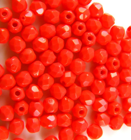 3mm Czech Fire Polish – 93400 – Coral x 100