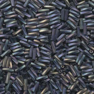6x2mm Twisted Miyuki Bugle Beads 10g – Matte Black AB