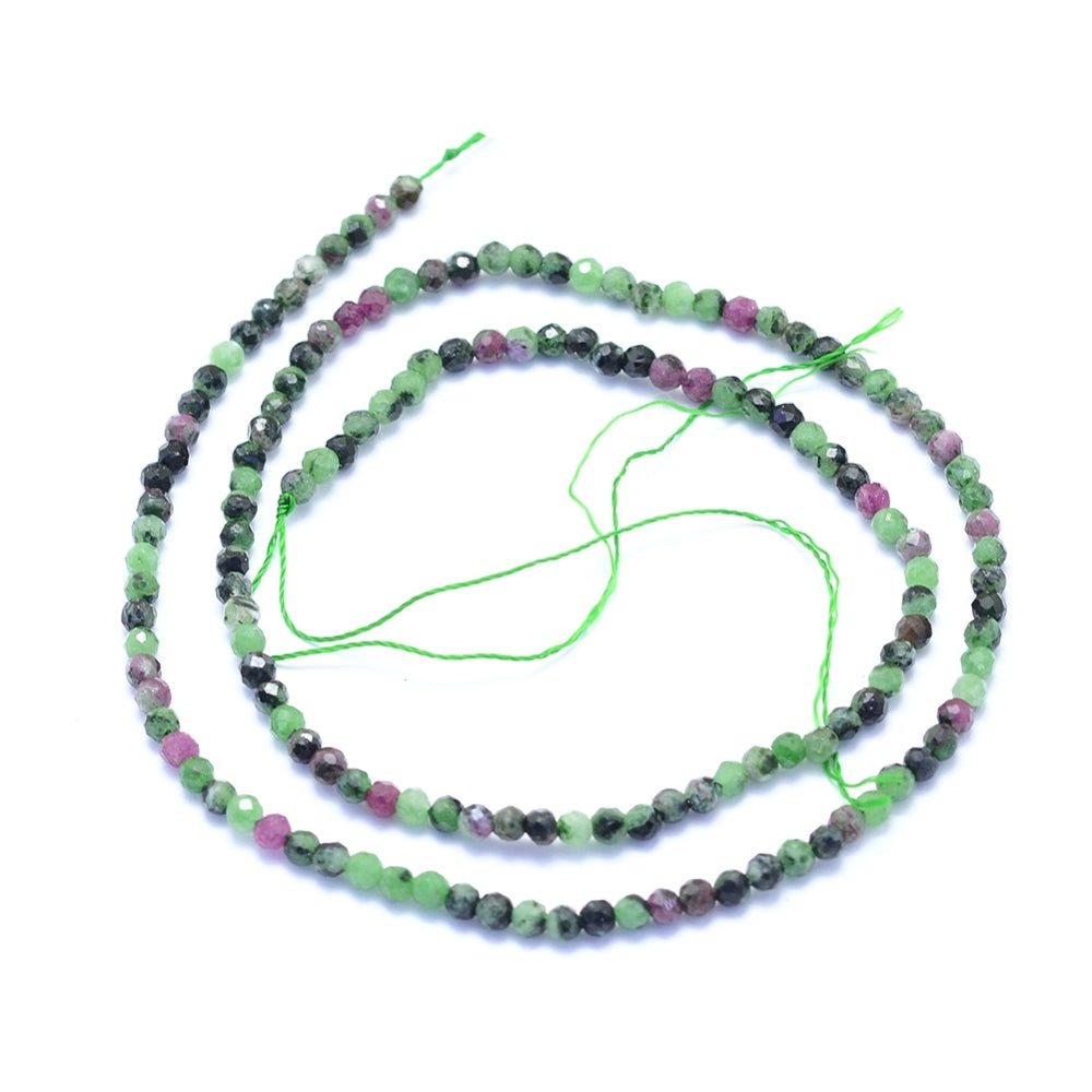 3mm Ruby in Zoisite Faceted Gemstone Strand - Approx 145 Beads