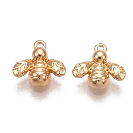 18k Gold Plated 8mm Mini Bee Charm - Pack of 2