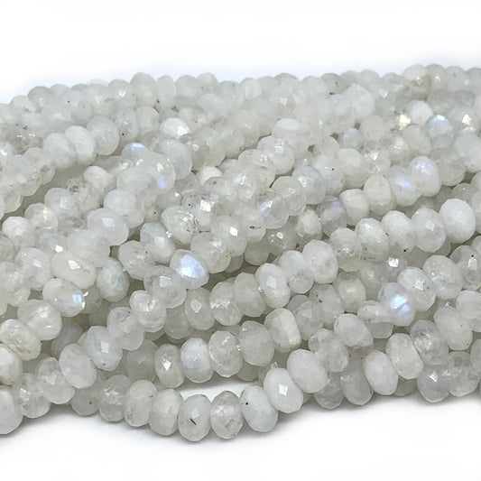 4x6mm AA Grade Moonstone Faceted Rondelle Beads - Approx 110 beads