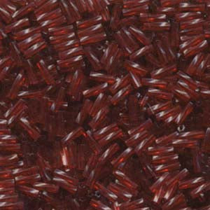 6x2mm Twisted Miyuki Bugle Beads 10g – Dyed Transparent Cranberry