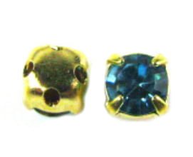 4mm Gold Plated Chaton Montee x 24 – Aqua