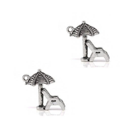 Antique Silver Sun Lounger Charm 18x12mm - Pack of 2