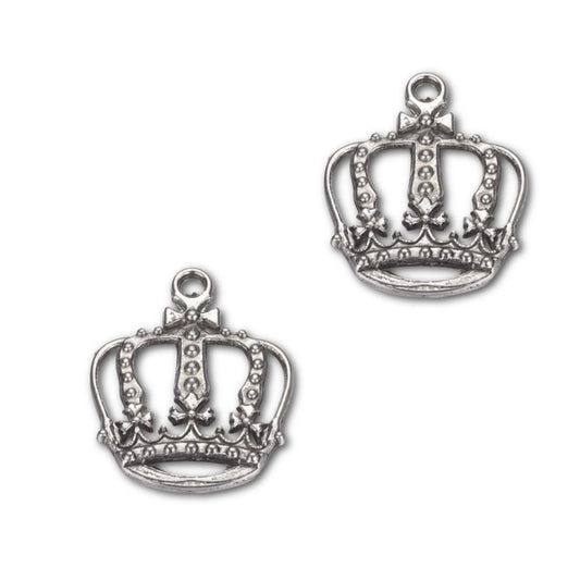 Antique Silver Crown Charm 34x28mm - Pack of 5
