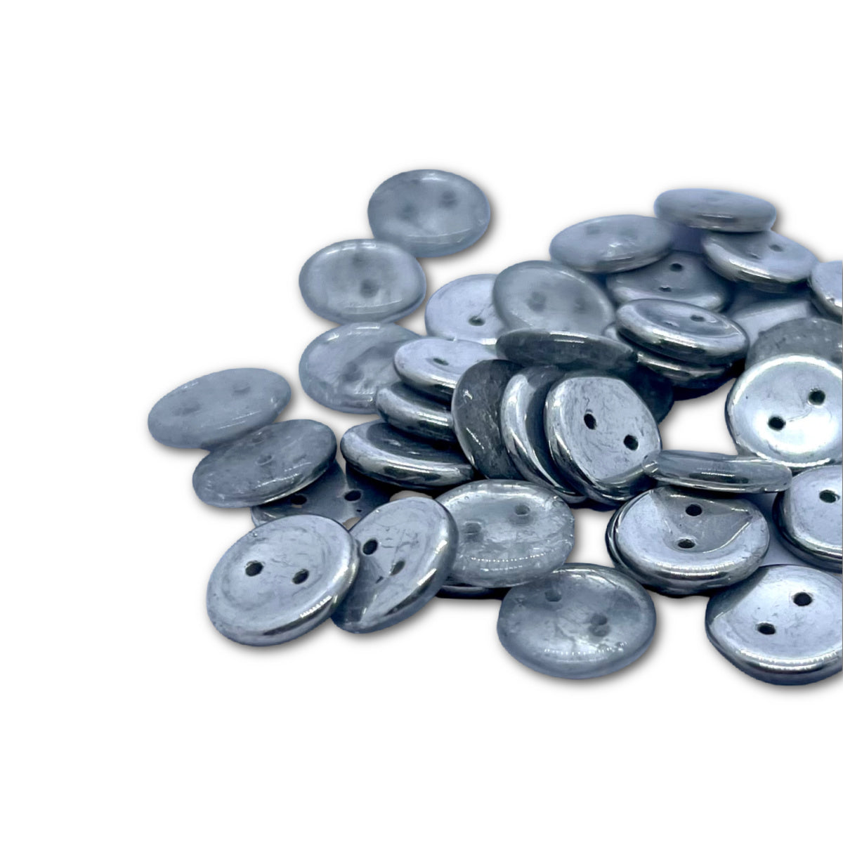 Jablonex Recycled - 12mm Glass Buttons - Antiqued Silver - Pack of 10