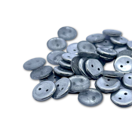 Jablonex Recycled - 12mm Glass Buttons - Antiqued Silver - Pack of 10
