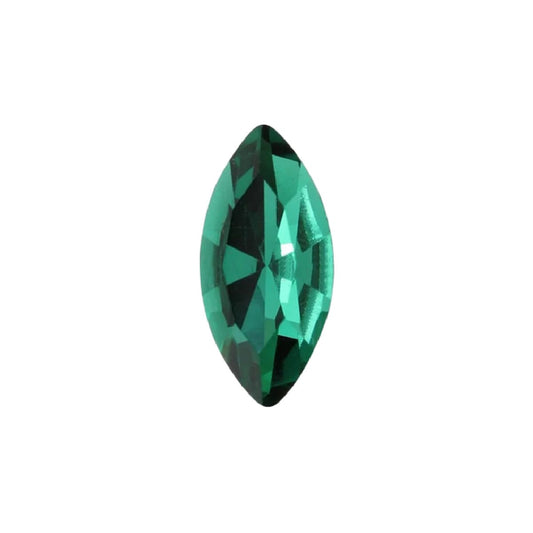 15x7mm Aurora Crystal Navette Stones - Pack of 6 - Emerald