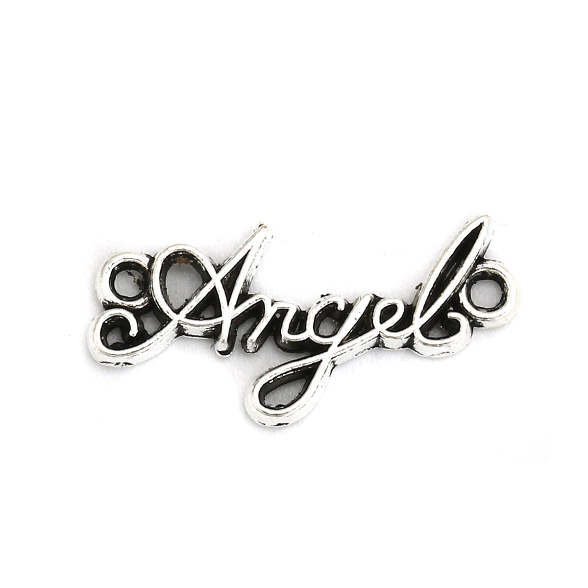 Antique Silver Angel Connector Charm 22x11mm