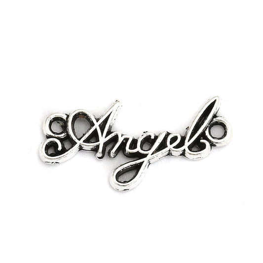 Antique Silver Angel Connector Charm 22x11mm