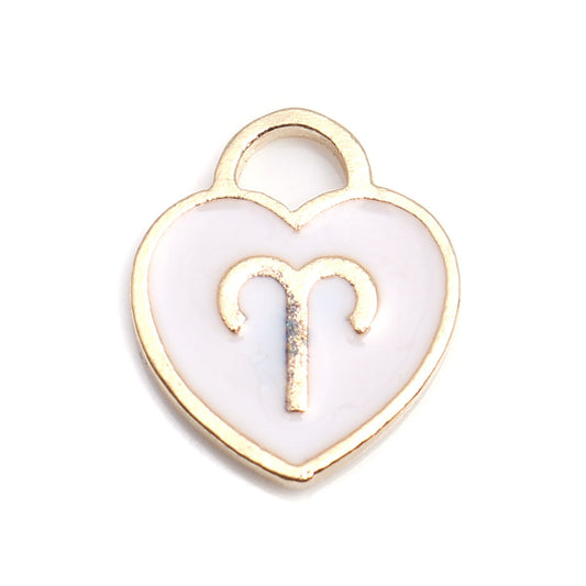 Gold Plated Enamel Zodiac Charm - 14x12mm - Aries