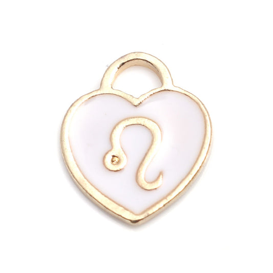 Gold Plated Enamel Zodiac Charm - 14x12mm - Leo
