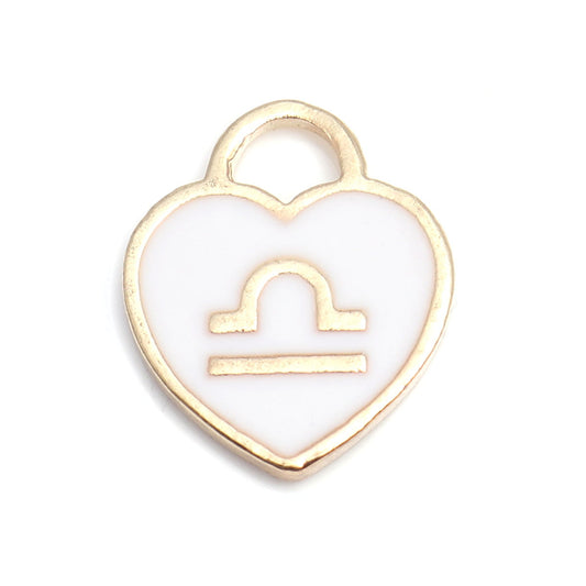 Gold Plated Enamel Zodiac Charm - 14x12mm - Libra